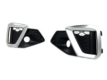 Black+Chrome Fog Light Grille Covers Left+Right Audi A4 B9 S-Line S4 2020-2024