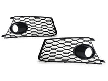 Pair Front Bumper Honeycomb Fog Light Grilles Audi RS6 2014-2018
