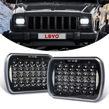 Pair 5x7'' 7x6'' 72W LED Headlight Square + White DRL High Low Beam for Jeep Wrangler YJ XJ Toyota GMC Trucks