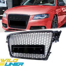 Badgeless RS4 Style Gloss Black Honeycomb Front Grille For Audi A4 S4 B8 2009–2012