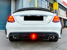 Rear Diffuser w/ LED Brake Light + Exhaust Tips For Mercedes W205 Sedan AMG Bumper 2015-2020