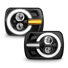 Pair 5x7'' 7x6'' LED Headlights High/Low Beam w/ Turn Signal + DRL for Jeep Wrangler YJ Cherokee XJ ATV UTV