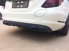 C63 Style Black Rear Diffuser + Exhaust Tips For Mercedes W205 Sedan Non-AMG 2015-2021