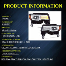 Pair Chrome LED Headlights w/Animation For 2014-2022 Jeep Grand Cherokee DRL Sets