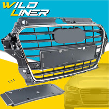 Dark Gray W/Chrome Frame Front Bumper Grille fits 2014-2016 Audi A3