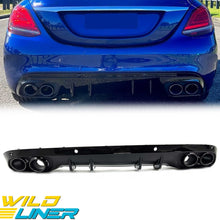 C43 Style Rear Diffuser + Round Tips for Mercedes W205 C200 C250 C300 Sedan 2015-2021 Non-AMG