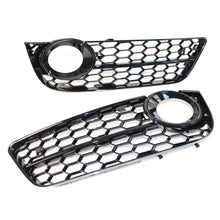 Gloss Black Honeycomb Fog Light Grille Cover For 2008-2012 Audi A5 Non-Sline Standard Bumper