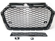 RS3 Look Badgeless Hex Mesh Grille for 17–20 Audi A3 S3 8V (No Adaptive Cruise)