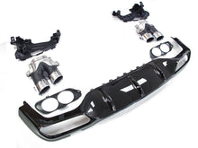 E53 AMG Black Rear Diffuser + Silver Exhaust Tips for Mercedes E W213 2016-2019 Pre-LCI di30