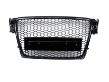 Badgeless RS4 Style Gloss Black Honeycomb Front Grille For Audi A4 S4 B8 2009–2012