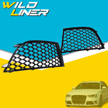 Pair Front Bumper Honeycomb Fog Light Grilles Audi RS4 2013-2015