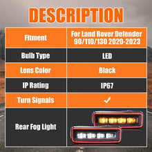 Pair Red Lens LED Rear Bumper Brake Light For Land Rover Defender 90 110 130 L663 2020-2024