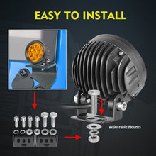 Pair 3.5" Amber LED Round Offroad Driving Spot Lights Amber Pods Fog Headlights ATV 4WD