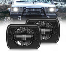Pair LED Headlights 5x7" 7x6" Inch Head Lamps HI/LO/DRL w/Adapters for Hilux Jeep Cherokee XJ YJ Comanche MJ