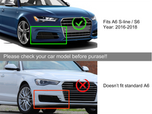 Pair Front Bumper Fog Light Grilles For Audi A6 S-Line / S6 2016-2018 Chrome/Black