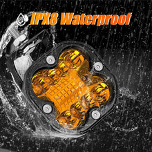 Pair 3" 3000K Amber LED Cube Work Light Bar Spot Flood Pods Driving Fog Off Road UTV 4WD