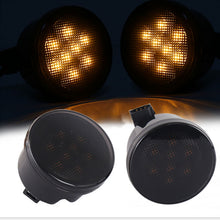 Pair Smoke Lens Front Grill Amber Turn Signal LED Lights For Jeep Wrangler JK 2007-2017