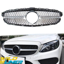Silver Diamond Front Grille for Mercedes W205 S205 C205 A205 2015-2018 w/o Camera pz127