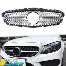 Silver Diamond Front Grille for Mercedes W205 S205 C205 A205 2015-2018 w/o Camera pz127