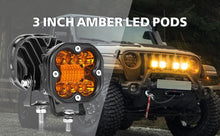 Pair 3" 3000K Amber LED Cube Work Light Bar Spot Flood Pods Driving Fog Off Road UTV 4WD