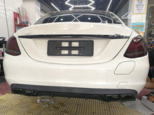 C63 Style Black Rear Diffuser + Exhaust Tips For Mercedes W205 Sedan Non-AMG 2015-2021