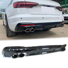 Rear Diffuser + Black Exhaust Tips For 2020-2022 Audi A4 S-line B9 S4