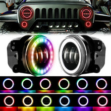 2x 4inch Round LED Fog Lights RGB Halo Driving Lamp For Jeep Wrangler JK 2007-2017