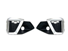 Black+Chrome Fog Light Grille Covers Left+Right Audi A4 B9 S-Line S4 2020-2024
