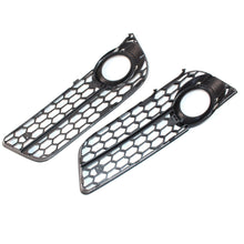 Gloss Black Honeycomb Fog Light Grille Cover For 2008-2012 Audi A5 Non-Sline Standard Bumper