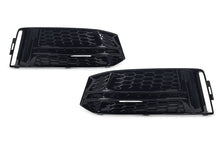 Pair Front Bumper Fog Light Grille Covers For Audi A4 S-Line / S4 2017-2019 Gloss Black