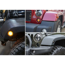 Pair Smoke Lens Front Grill Amber Turn Signal LED Lights For Jeep Wrangler JK 2007-2017