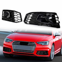 Pair Front Bumper Fog Light Grilles w/ ACC Caps Audi A4 S-Line S4 2017-2019
