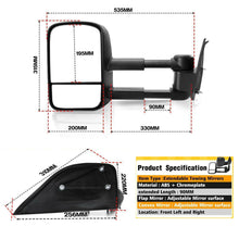 Black Manual Extendable Towing Mirrors For Nissan Navara D40 2005-2015