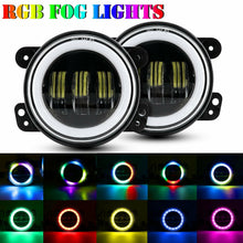 2x 4inch Round LED Fog Lights RGB Halo Driving Lamp For Jeep Wrangler JK 2007-2017