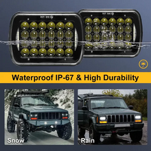 Pair 5x7'' 7x6'' 72W LED Headlight Square + White DRL High Low Beam for Jeep Wrangler YJ XJ Toyota GMC Trucks