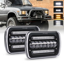 Pair 7x6" 5x7" inch LED Headlights Hi/Lo Beam w/DRL For Toyota Hilux 1983-2004