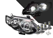 Pair Headlights Black + LED Globes For Ford Falcon FG XR6 XR8 Turbo Series 2 2011-2014
