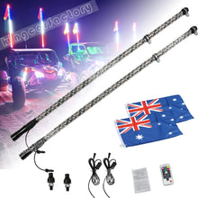 Pair 3FT LED Whip Chasing Antenas Light RGB W/ Remote For ATV Polaris UTV Buggy