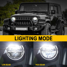 Pair 7" Inch Round Black Led Headlight For Jeep Wrangler JK LJ TJ Hi/Lo Beam