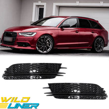 Black Front Bumper Fog Light Covers For Audi A6 C7 Non-S-Line 2012-2015