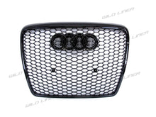 RS6 Style Honeycomb Front Grille Grill Glossy Black For Audi A6 C6 2004-2011 fg221