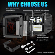 4pcs 3" LED Cube Work Light Bar Hyper Spot Driving Flood Reverse Ditch Pods 4WD