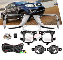 Full Fog Light Spot Driving Lamp w/ Chrome Bezel Trims For Nissan Navara D23 NP300 2015-2021