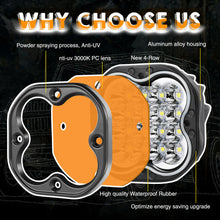 2x 3” Quad Row LED Cube Work Light Bar Round Driving Spot Pods Offroad UTV 4WD