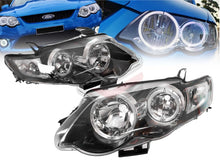 Pair LH+RH Head Light Angel Eyes (Black) For Ford Falcon FG s1 XR6 XR8 2008-2011 Headlights