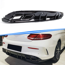 C63S Style Rear Diffuser + Quad Black Exhaust Tips for Mercedes W205 C205 AMG Coupe C43 2015-2021