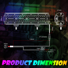 2x 4" & 12" RGB Chase & White LED Pods Work Light Bar Wireless Bluetooth UTV 4WD