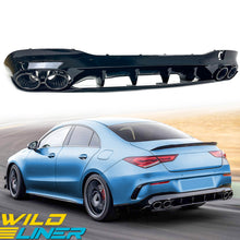 Gloss Black Rear Diffuser + Exhaust Tips for Mercedes CLA C118 W118 CLA35 CLA45 AMG 2020-2024