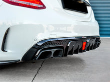 Rear Diffuser w/ LED Brake Light + Exhaust Tips For Mercedes W205 Sedan AMG Bumper 2015-2020