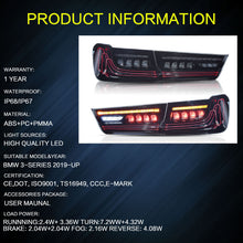 FULL LED Smoked Tail Lights Fit BMW 3 Series G20 M3 2019-2022 Sequential